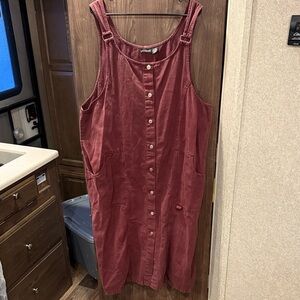 Casual Burgundy Corduroy Maxi Dress